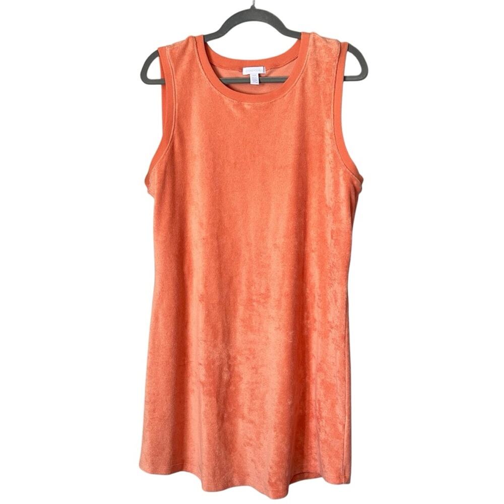 Beyond Yoga Out Of Town Terry Sleeveless Stretch Waist  Mini Dress Orange Dream